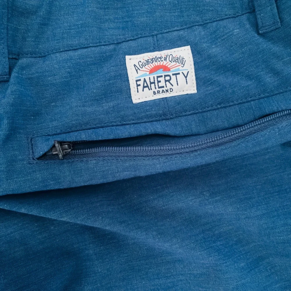 Faherty All Day Shorts Mens 32 Blue Hybrid Stretch Recycled MSC0012